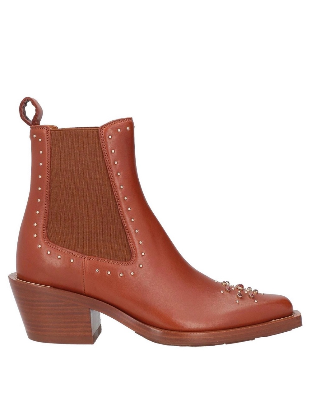 CHLOE TAN BROWN LEATHER COWBOY BOOTS